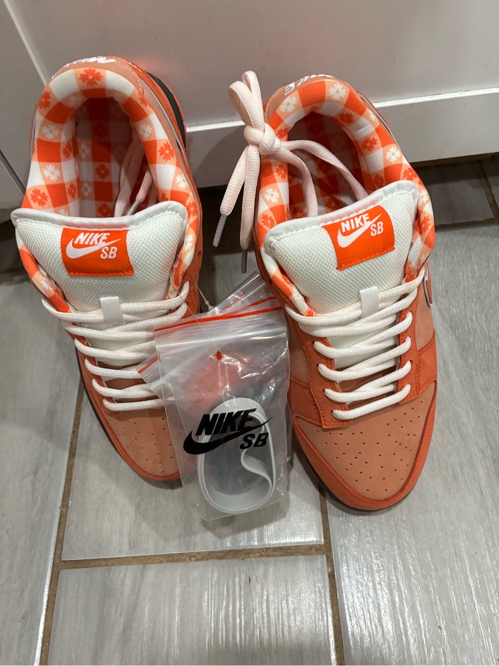 Nike SB Orange and White Checker Skate Sneakers